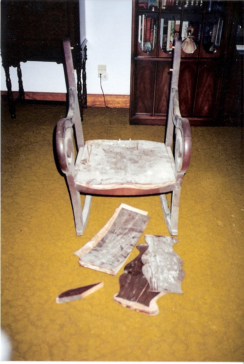 A wonderful chair with a
                  broken seat